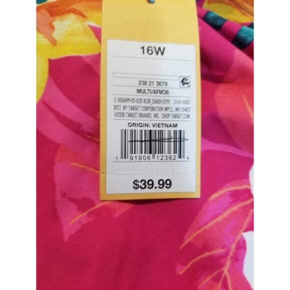 Kona Sol Women's 16W Plus Pink Tropical One-Piece Swimsuit NEW - Picture 4 of 8